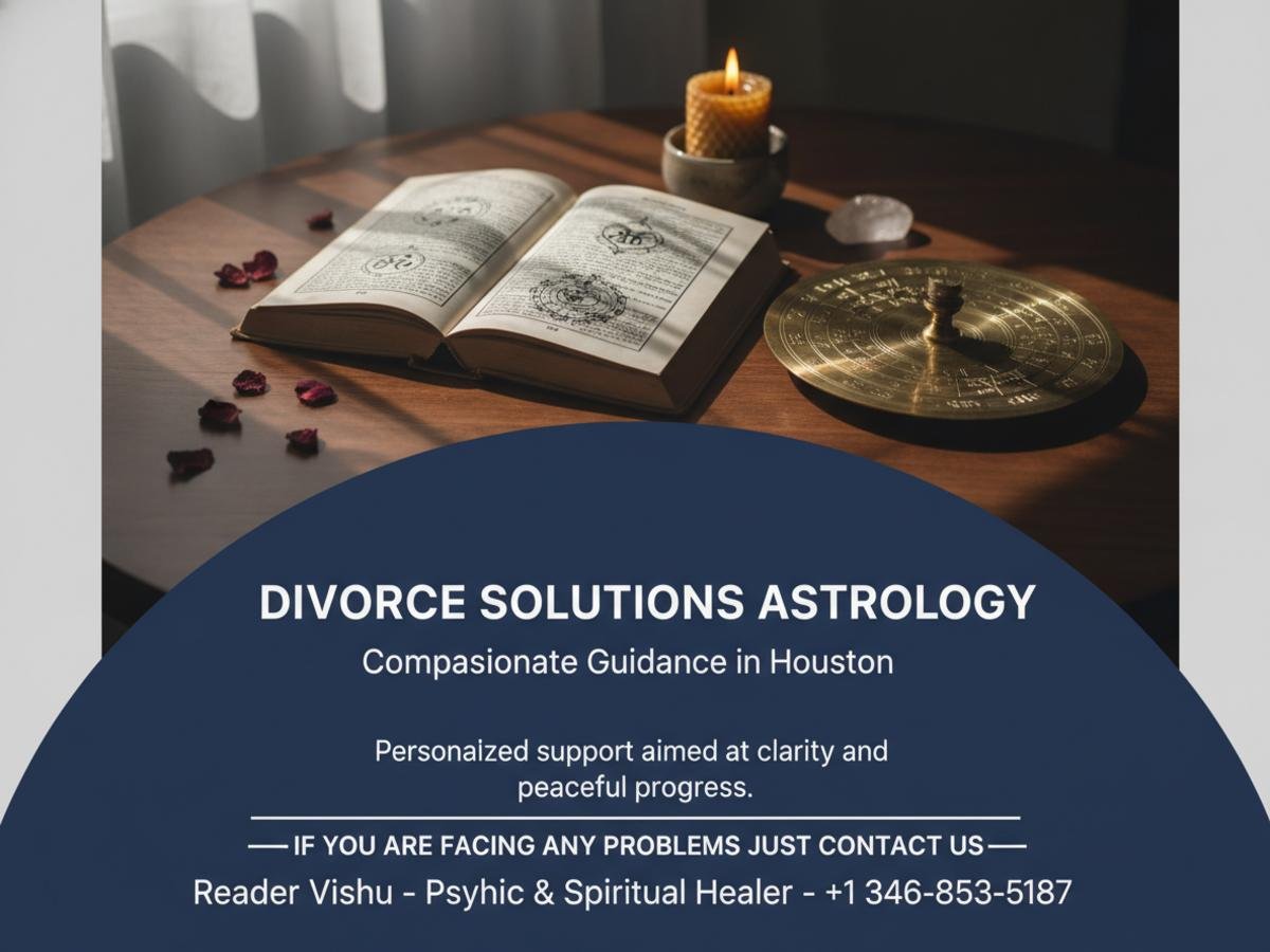 Divorce problem solution astrologer tools on desk in Houston office