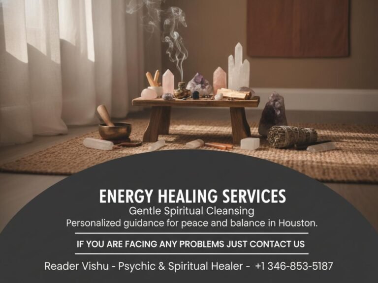 Calming spiritual cleansing setup for energy healing in Houston Texas