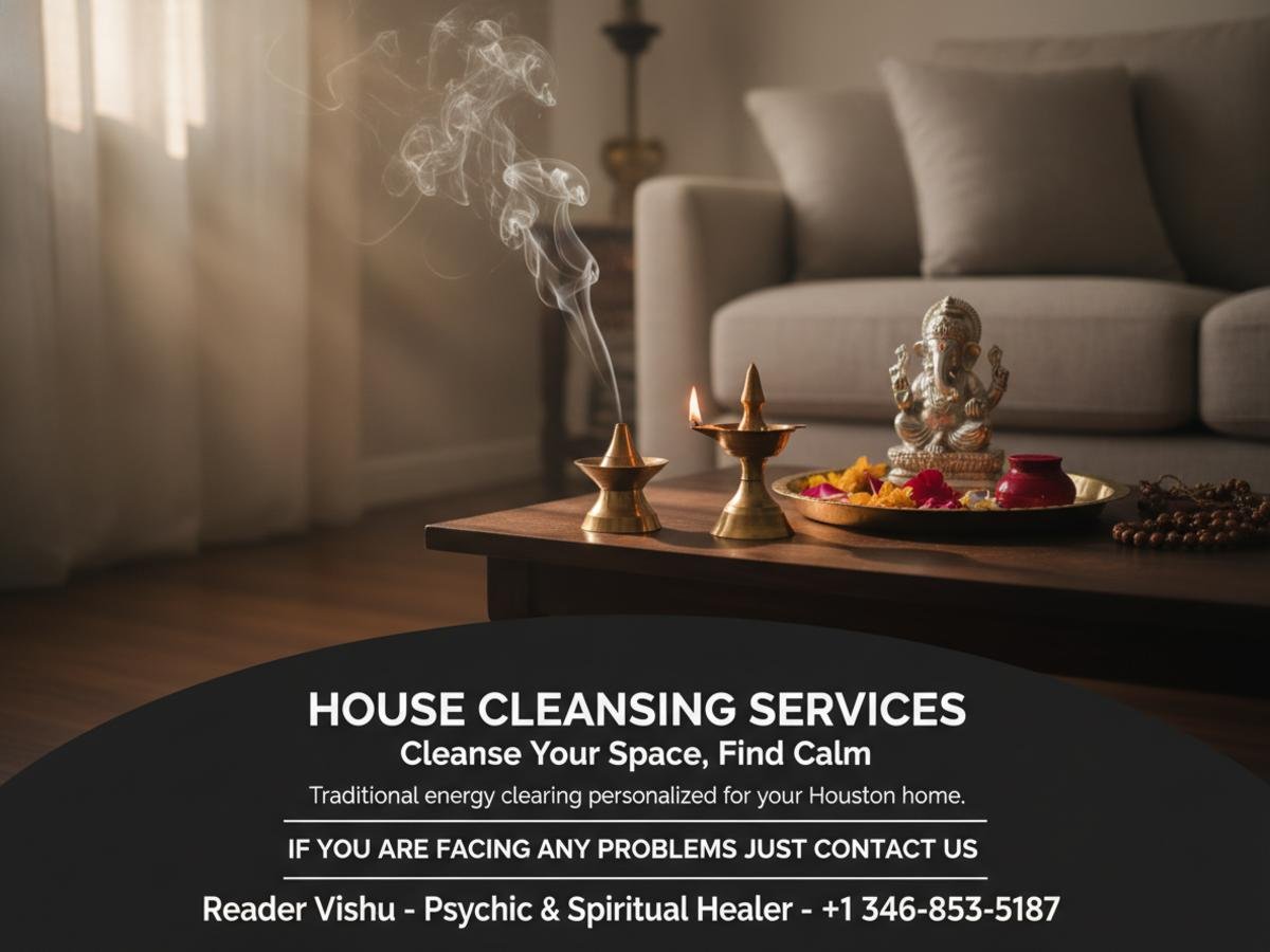House cleansing services spiritual setup with incense in Houston, TX
