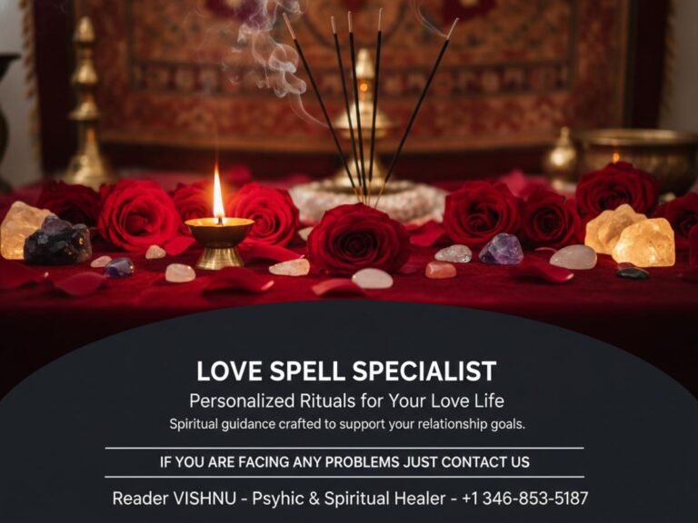 Altar with red roses and glowing crystals for powerful love spell specialist Houston