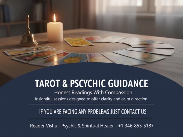 Tarot and psychic reading setup with cards in Houston, TX
