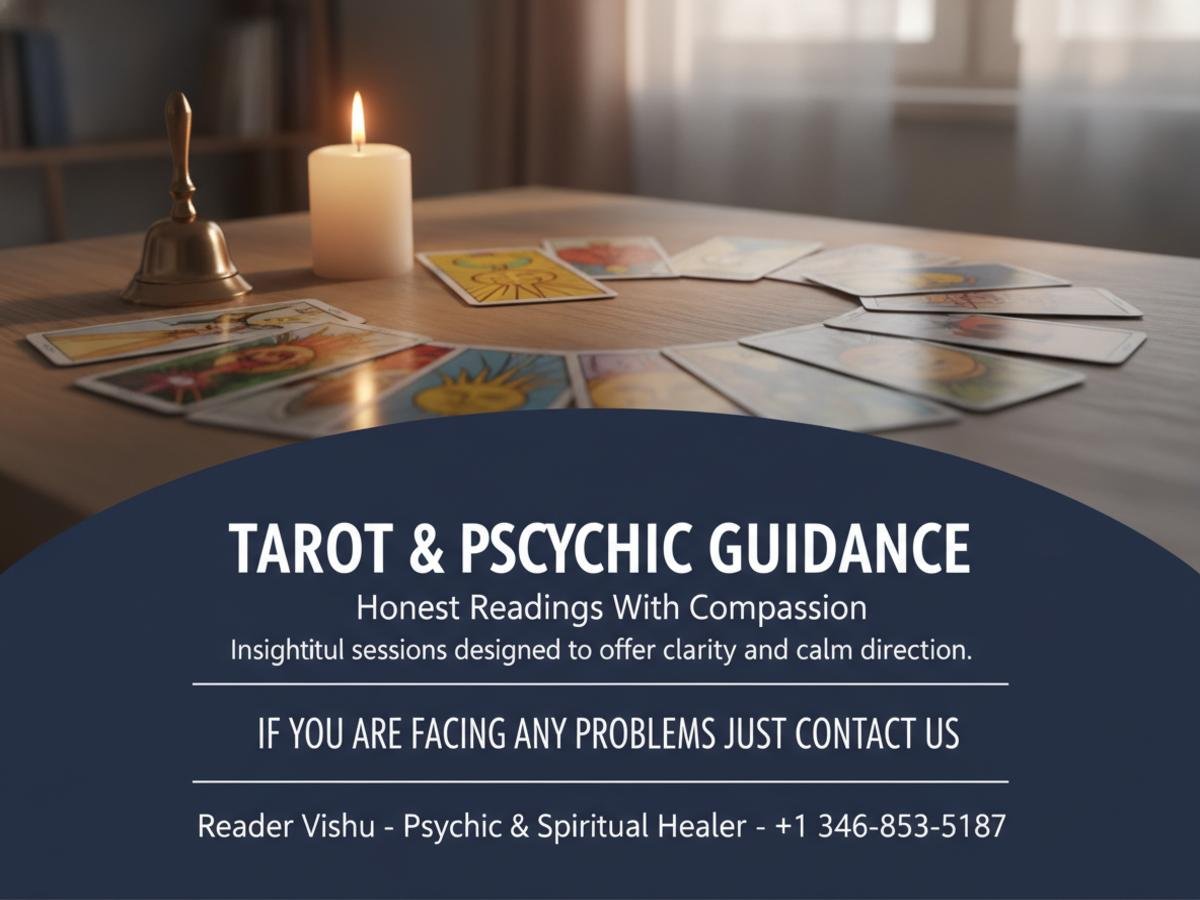 Tarot and psychic reading setup with cards in Houston, TX