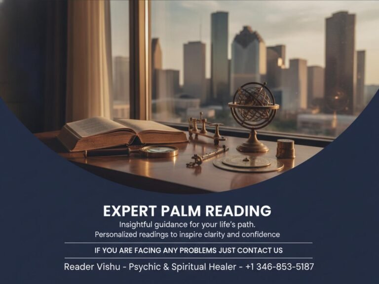 Close-up of palmistry tools and book for best palm reader Houston session