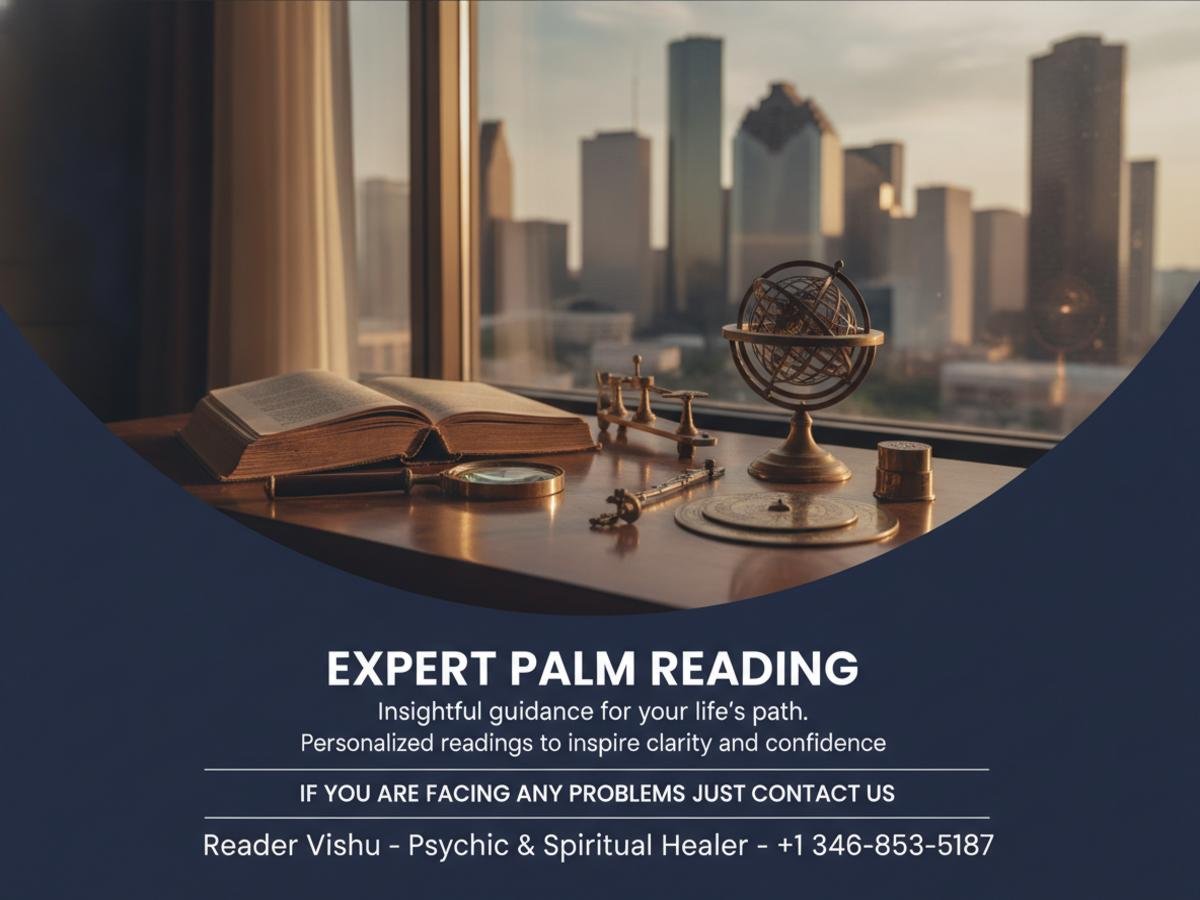 Close-up of palmistry tools and book for best palm reader Houston session