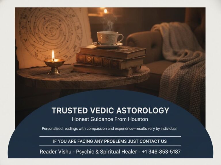 Best Vedic astrologer USA practice space Houston TX ambient lighting