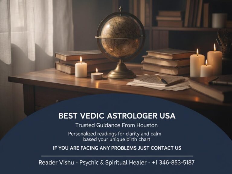 Best Vedic astrologer USA office desk Houston TX tranquil setting