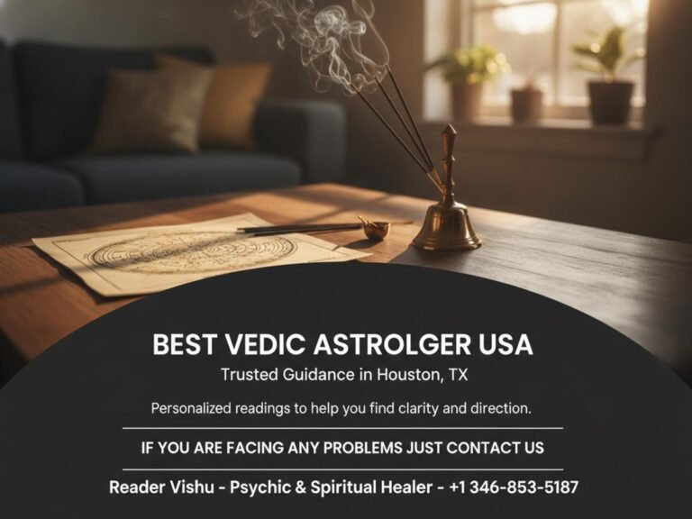 Traditional Vedic astrology chart with tools in Houston TX office