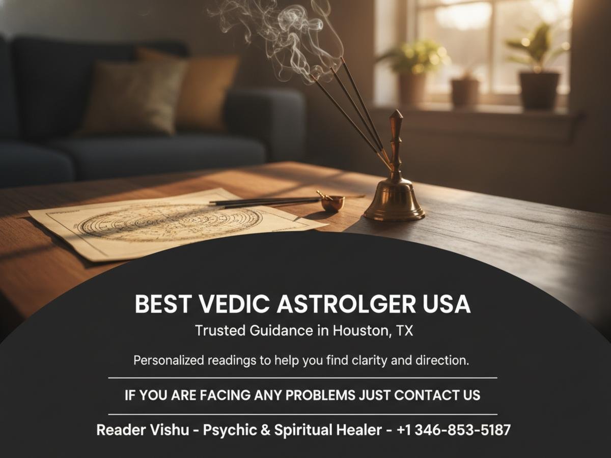 Traditional Vedic astrology chart with tools in Houston TX office