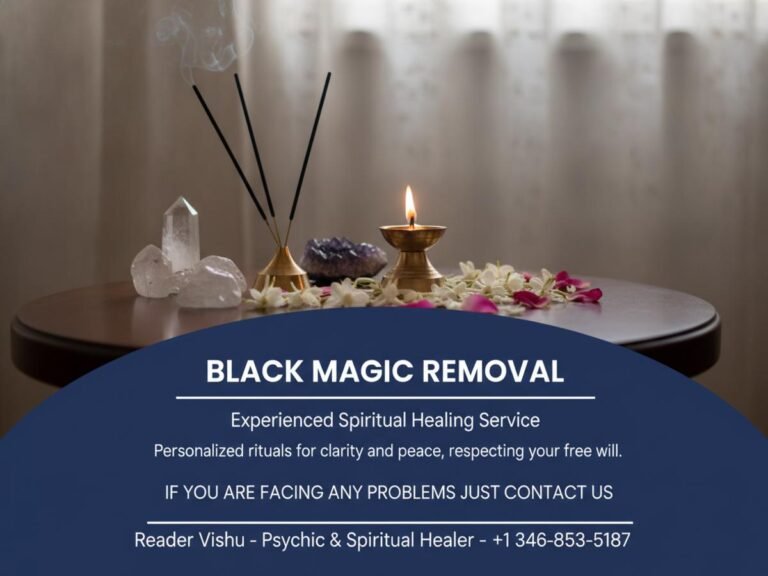 Black magic removal ritual setup with traditional items in Houston office