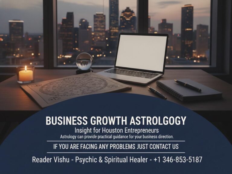 Business growth astrology charts and tools on wooden desk Houston