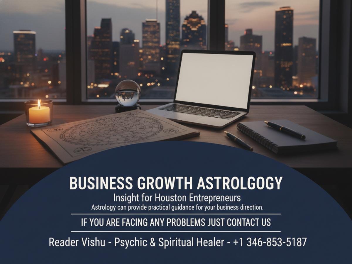 Business growth astrology charts and tools on wooden desk Houston