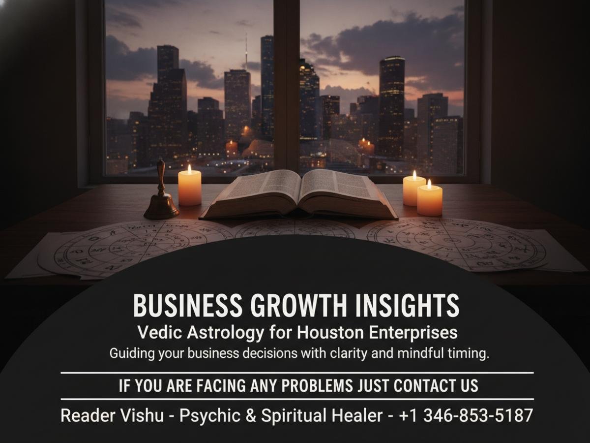 Business growth astrology charts and Vedic book Houston setting