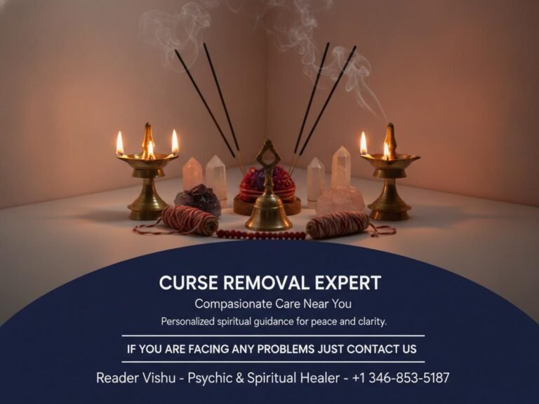 Softly lit spiritual altar for curse removal specialist near me Houston, TX