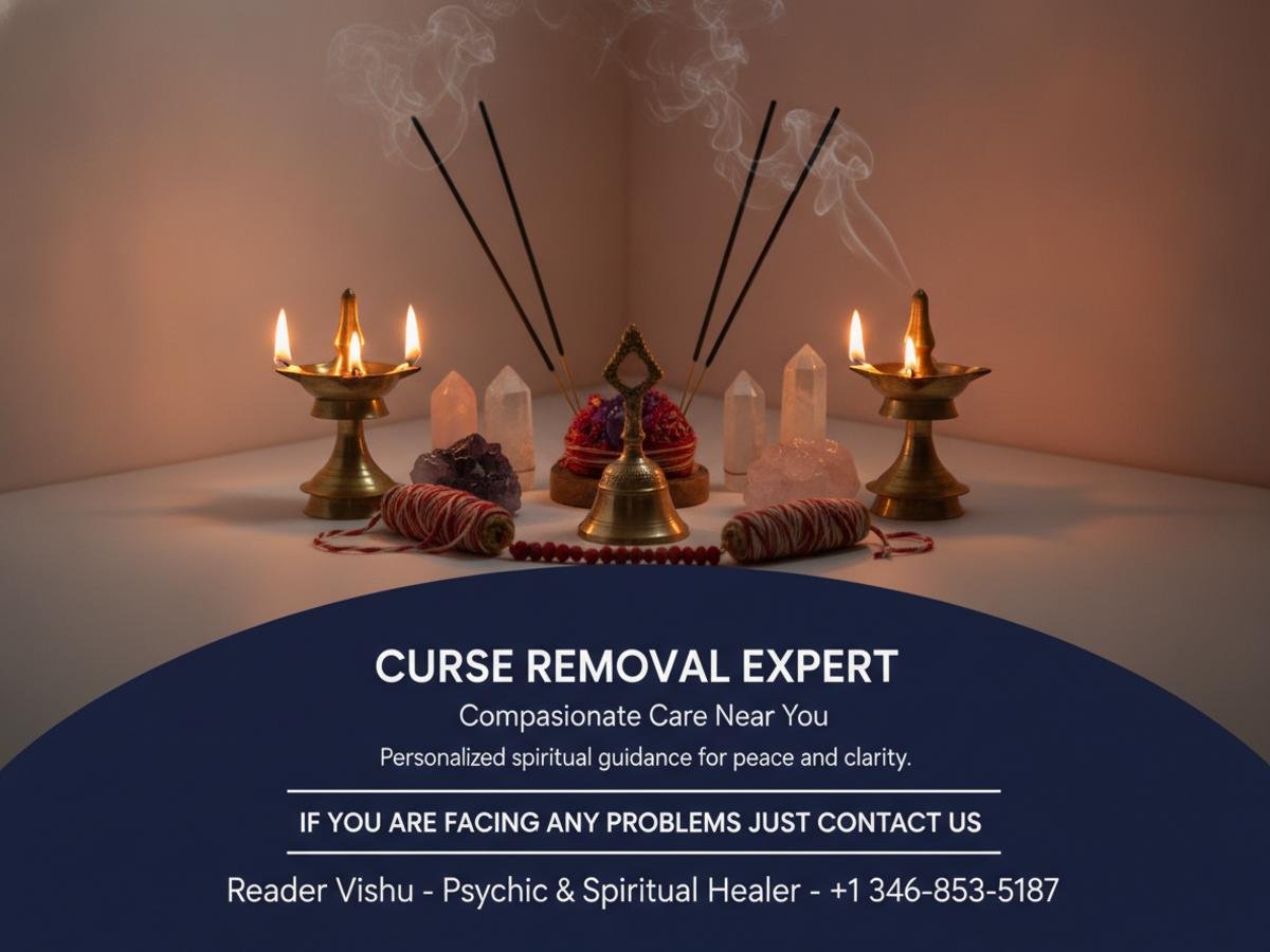 Softly lit spiritual altar for curse removal specialist near me Houston, TX