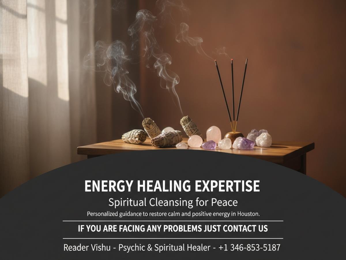 Energy healing and spiritual cleansing setup in Houston TX room