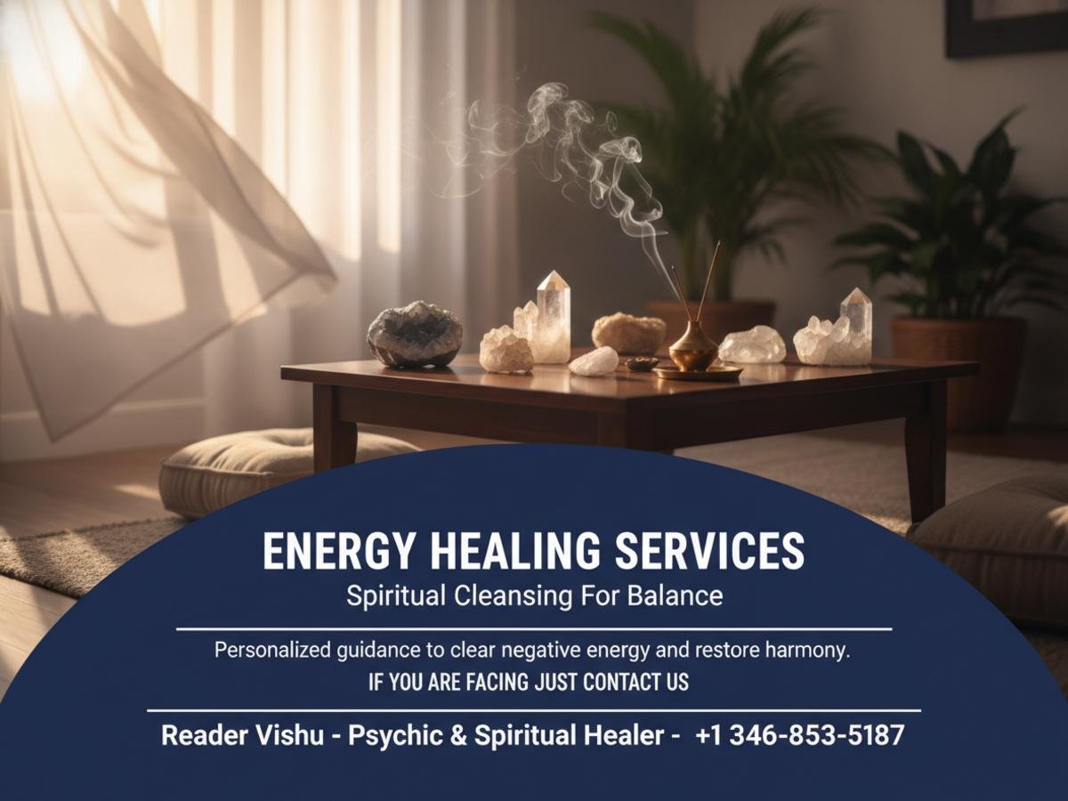 Energy healing and spiritual cleansing setup in Houston peaceful room