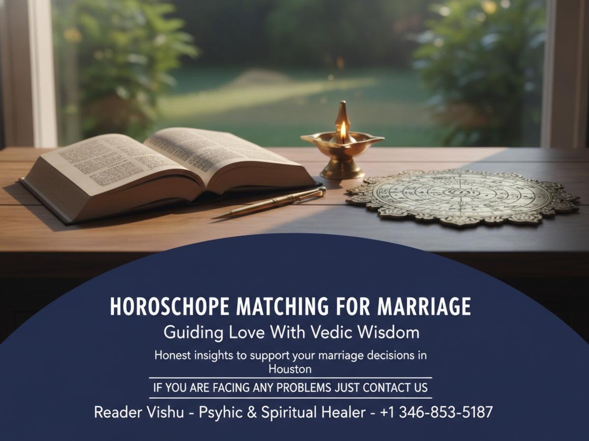 How Horoscope Matching for Marriage Helps in Houston, TX Vedic horoscope matching charts on table with diya lamp Houston