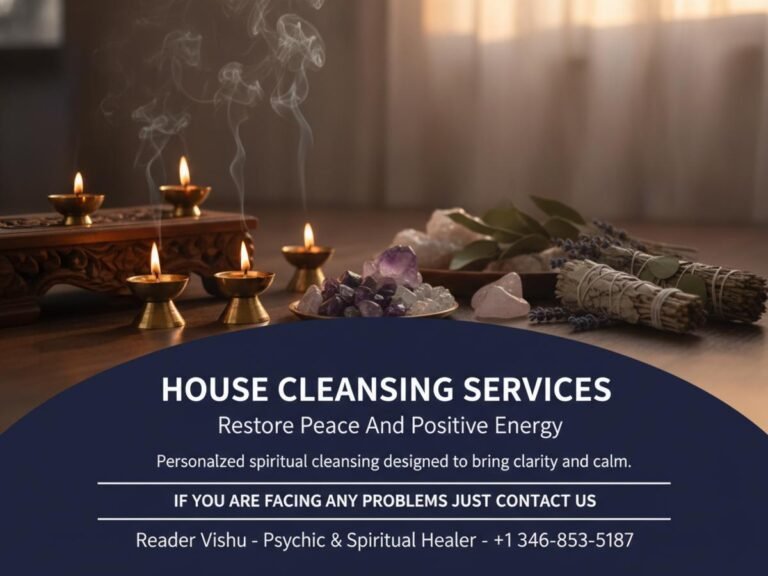 Softly lit room with incense and crystals for house cleansing services Houston