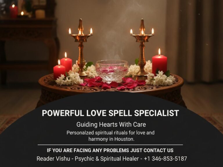 altar with candles and flowers for powerful love spell specialist Houston, TX