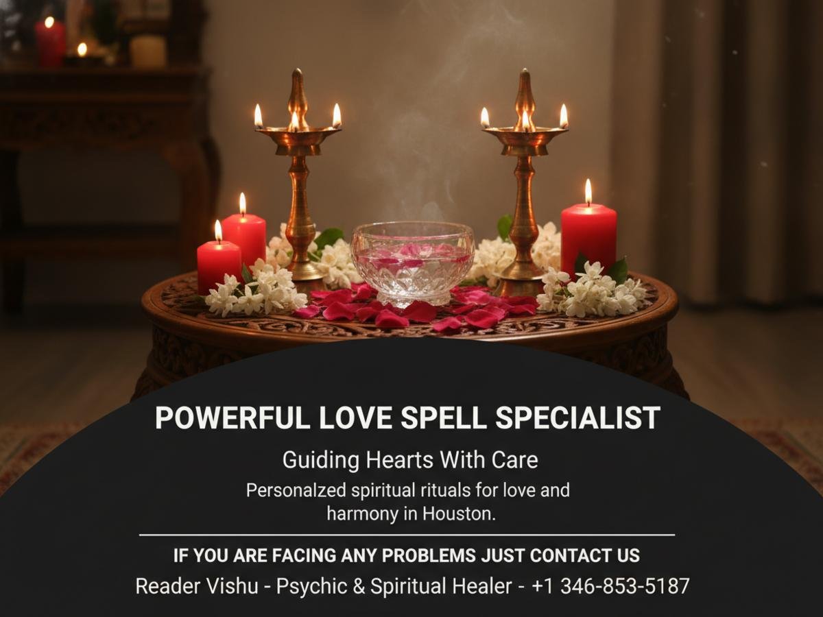 altar with candles and flowers for powerful love spell specialist Houston, TX