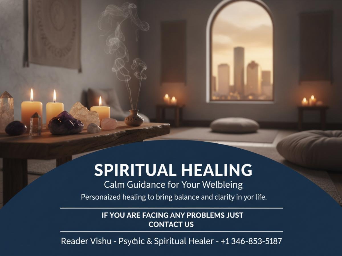 Spiritual healer calm space with candles and crystals Houston TX