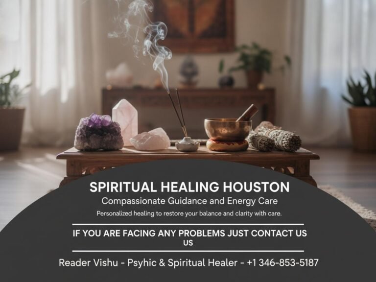 Spiritual healer session setup with calming tools in Houston, TX